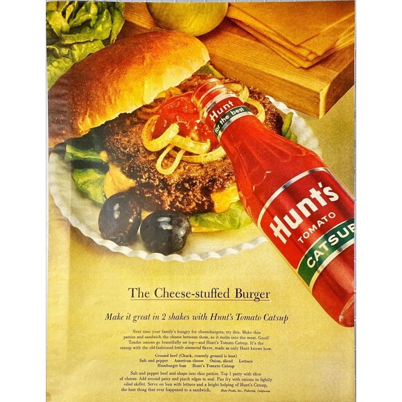 Hunts' Tomato Catsup "Make it great in two shakes with Hunts" Vtg Print Ad 1963 - Picture 1 of 3
